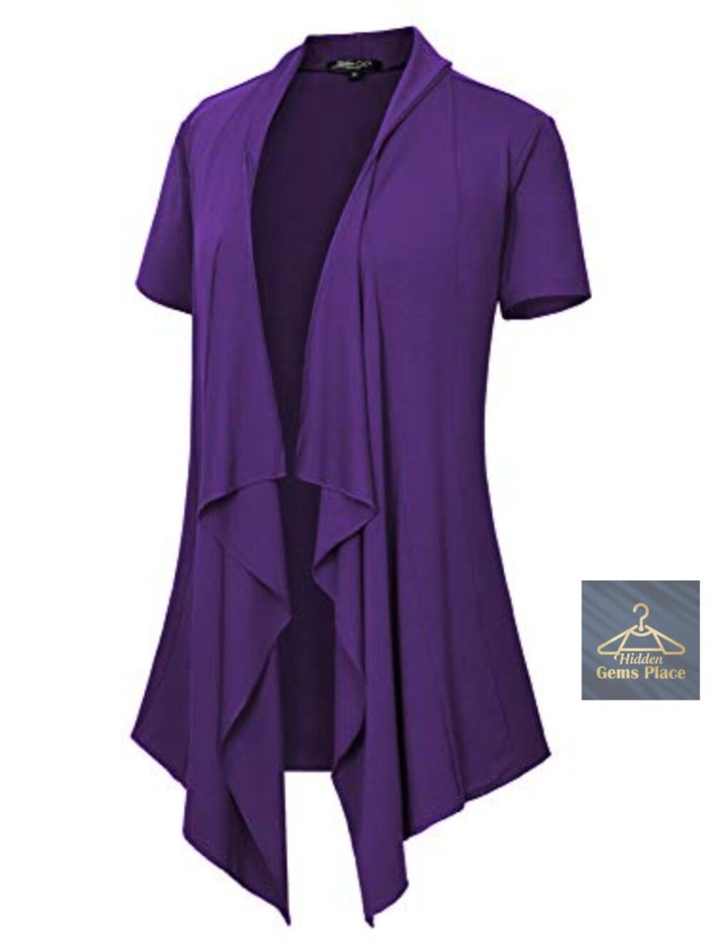 Open Front Draped Cardigan Lightweight Short Sleeve